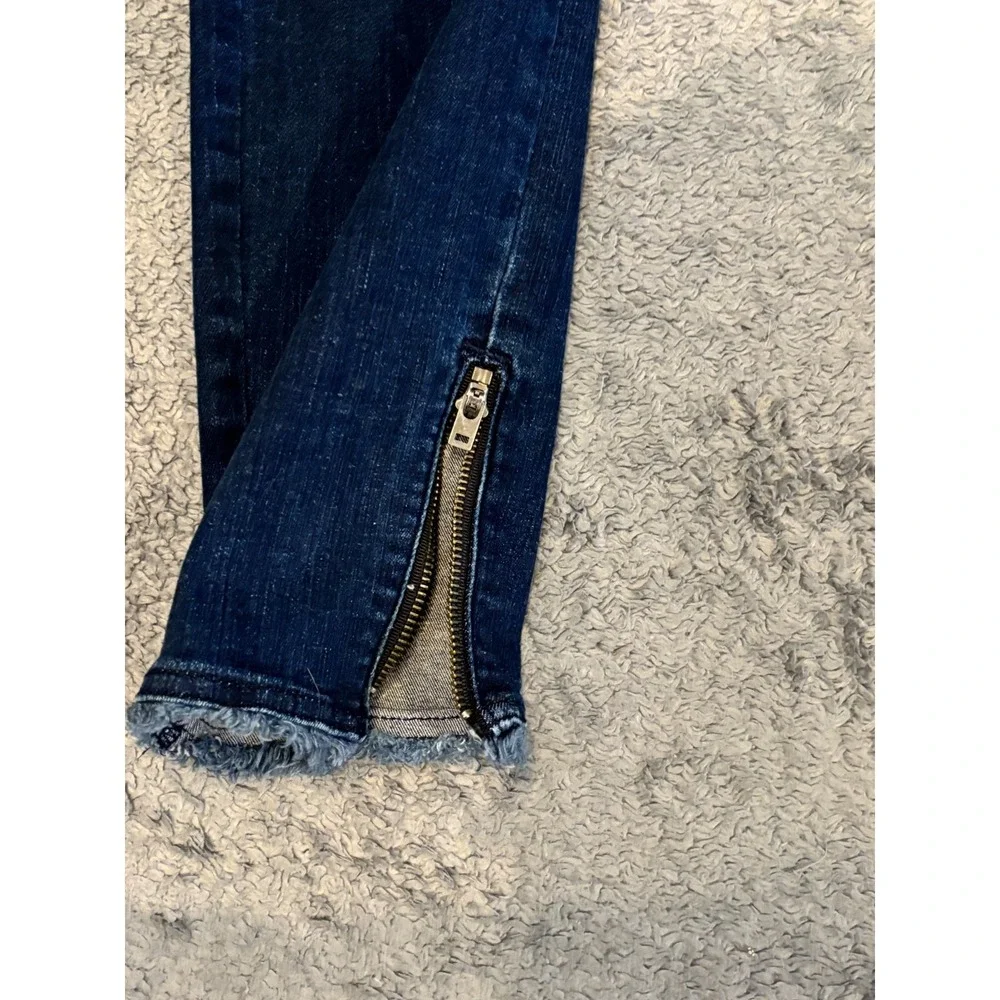 NYDJ Jeans Womens 10L Long Ami Skinny Blue Dark Wash Denim Ankle Zippers Stretch